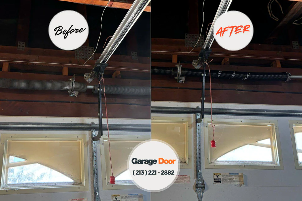 Before and after: garage door repair Flora, IN